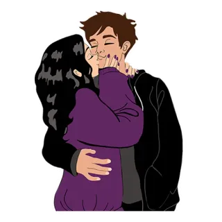 😘 pareja, beso, amor, romance, cariño, dibujo animado, abrazo telegram sticker