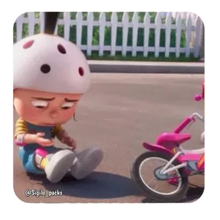 😔 Agnes Despicable Me @Sigilo_packs Cartoon, Kind, Fahrrad, Traurig, Helm telegram sticker