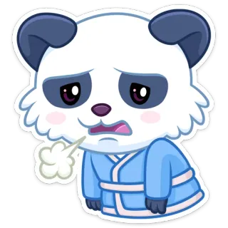 😐 panda, smutny, wyczerpany, chory, kreskówka, kawaii, słodki telegram sticker