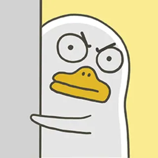 🙍‍♀️ утка, злой, мультяшный, подглядывает, персонаж, птица whatsapp sticker