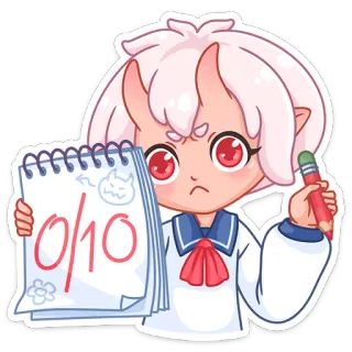 😒 0/10 Ragazza anime, Oni, Valutazione, Carino/a, Disegno, Corna, Deluso/a whatsapp sticker