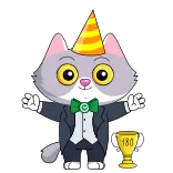 🥳 180 Katze, Party, Trophäe, Feier, Cartoon, Sticker, süß whatsapp sticker