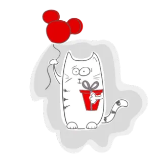 ❤ gatto, animale, cartone animato, regalo, palloncino whatsapp sticker