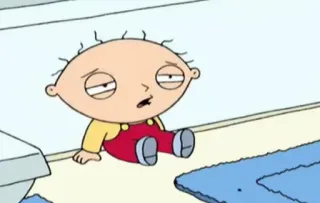 😷 Stewie Griffin Family Guy Stewie Griffin, cartoon, baby, exhausted, Family Guy telegram sticker