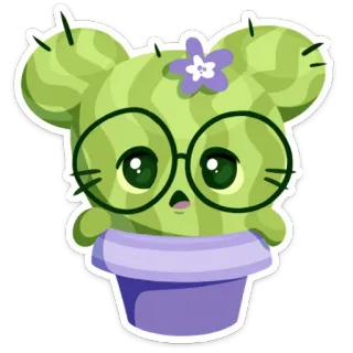 😮 cacto, planta, kawaii, fofo, óculos, flor, adesivo whatsapp sticker