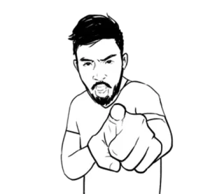 👇 man, pointing, beard, illustration, person telegram sticker