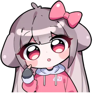 🎀 Anime, Lucu, Kartun, Chibi, Karakter, Merah muda, Pita whatsapp sticker