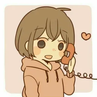 📞 Dibujos animados, Lindo, Teléfono, Corazón, Comunicación, Hablar, Kawaii telegram sticker