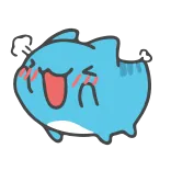 😊 squalo, carino, felice, cartone animato, animale, blu, kawaii telegram sticker
