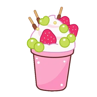 🍭 еда, десерт, напиток, клубника, виноград, каваий whatsapp sticker