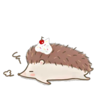 😪 erizo, lindo, durmiendo, animal, postre, cereza whatsapp sticker