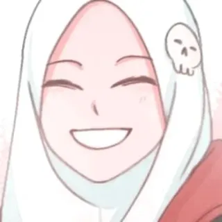 💬 Hijab, Donna musulmana, Islam, Fazzoletto, Sorriso, Cartone animato, Anime whatsapp sticker