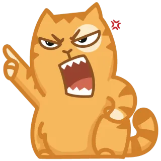 😠 angry, cat, cartoon, orange, pointing telegram sticker