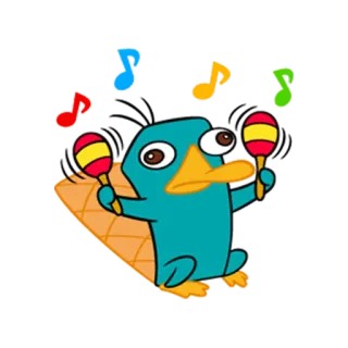 😃 Perry the Platypus Phineas and Ferb cartone animato, ornitorinco, Perry l'ornitorinco, Phineas e Ferb, Disney, animale, animato telegram sticker
