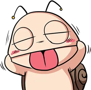 😝 dibujos animados, tonto, sacando la lengua, divertido, personaje, caracol whatsapp sticker