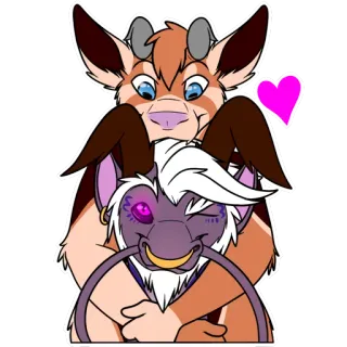 💜 Фурри, Животное, Любовь, Объятия, Нежность, Мультфильм, Фэнтези whatsapp sticker