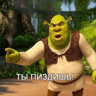 😦 Shrek ты пиздишь! オーガ, 怒り, 指差し, 漫画, 映画 telegram sticker