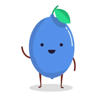 😃 มะนาว, ผลไม้, การ์ตูน, น่ารัก, ทักทาย, สีน้ำเงิน, โบกมือ telegram sticker