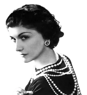 👸 Coco Chanel Коко Шанель, мода, стиль, портрет, ювелирные изделия, жемчуг, дизайнер telegram sticker