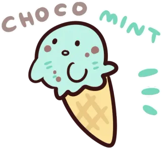 🍦 CHOCO MINT gelato, cioccolato e menta, cioccolato menta, dolce, kawaii telegram sticker