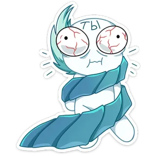 😵 ты 漫画, キャラクター, ミーム, 目, マフラー, 面白い, かわいい telegram sticker