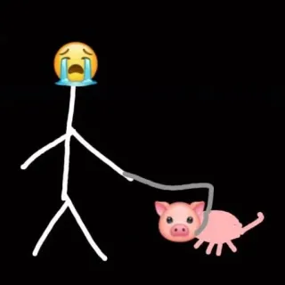 😭 piangere, maiale, emoji, omino stilizzato, triste telegram sticker