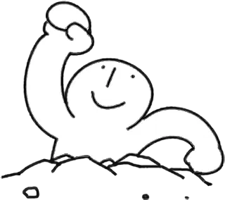 🤬 Cartoon, lächelnd, Figur, weiß, Strichzeichnung, Arm gehoben whatsapp sticker