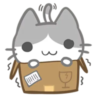 😊 猫, 子猫, 箱, 動物, かわいい, 灰色, ステッカー telegram sticker