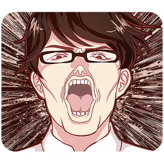 👹 Anime, Teriakan, Pria, Marah, Terkejut, Ekspresi wajah, Kacamata telegram sticker