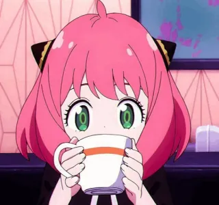 🎟 Anya Forger Spy × Family アニメ, アーニャ, 可愛い, 飲む, SPY×FAMILY, ピンク髪 telegram sticker