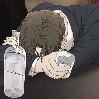🧋 alcohol, drunk, glass, bottle, man, sad, drinking telegram sticker