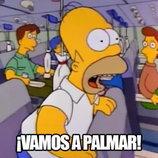 😫 Homer Simpson The Simpsons ¡VAMOS A PALMAR! animazione, cartoni animati, commedia, aereo, spagnolo, Homer Simpson telegram sticker