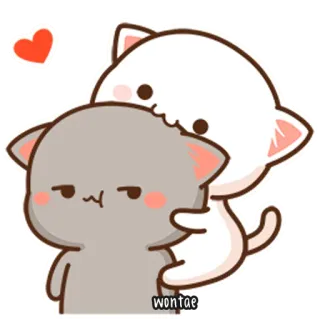 🍥 wontae katzen, süß, liebe, tiere, cartoon telegram sticker