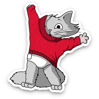 ❄ Katze, Tier, Cartoon, roter Hoodie telegram sticker