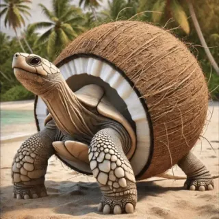 🤩 tartaruga, cocco, spiaggia, animale, tropicale, natura, conchiglia telegram sticker
