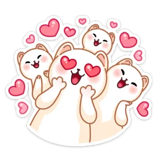 😍 милые, медведи, любовь, сердечки, очаровательные, каваи, наклейка telegram sticker
