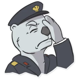 😓 熊, 警察, 警官, 制服, フェイスパーム, 悲しい whatsapp sticker