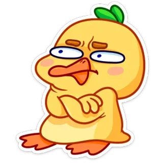 😒 pato, desenho animado, animal, fofo, adesivo, engraçado, amarelo telegram sticker