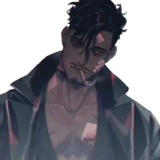 🚧 ผู้ชาย, บุหรี่, บาดแผล, อนิเมะ, นักสูบ telegram sticker