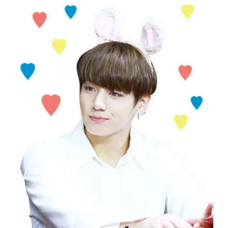 😐 Jungkook k-pop, айдол, заячьи ушки, милый, парень whatsapp sticker