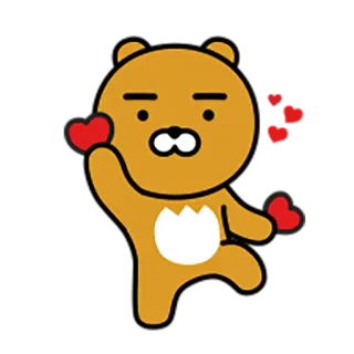 😍 Ryan ryan, kakao friends, urso, fofo, coração telegram sticker