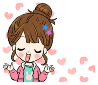 🐣 hoạt hình, cô gái, ngôi sao, trái tim, vui vẻ, dễ thương telegram sticker