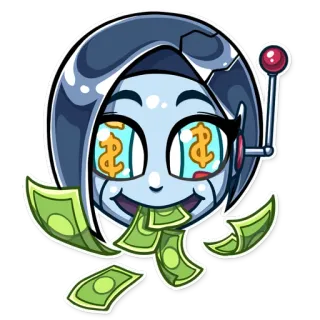 🎰 money, robot, dollar signs, greed, cash telegram sticker