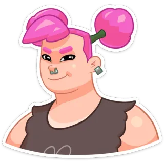 😏 卡通, 角色, 粉色头发, 穿孔, 贴纸 telegram sticker