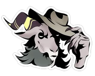 🤝 animale, capra, cappello, western, cartone animato telegram sticker