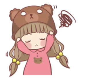 🙁 Desenho animado, Menina, Urso, Chapéu, Fofo, Adesivo telegram sticker