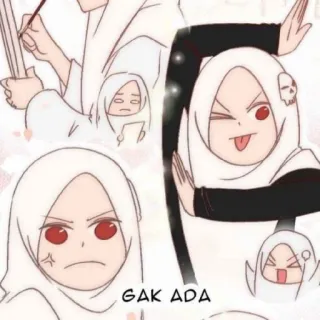 😄 GAK ADA 动漫, 卡通, 头巾, 可爱, 女孩 telegram sticker