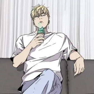 ⚜ Anime, Personaje, Helado, Dibujos animados, Rubia, Comiendo whatsapp sticker