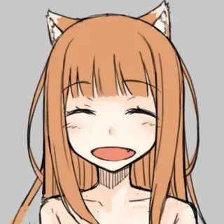 😊 Holo Spice and Wolf anime, manga, fox girl, cute, character telegram sticker