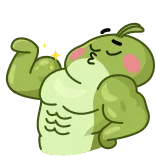 💪 กล้ามเนื้อ, แข็งแรง, การ์ตูน, สีเขียว, ตัวละคร, ฟิตเนส, น่ารัก telegram sticker